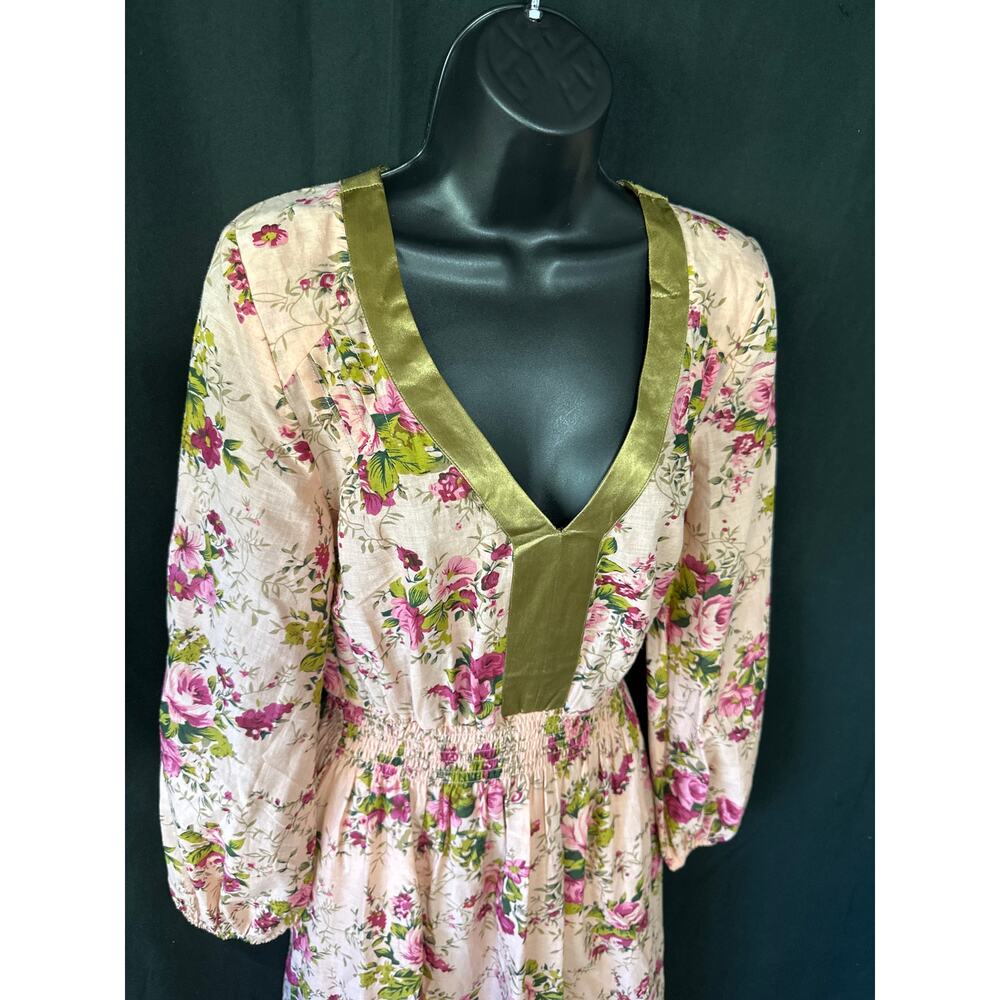 Aratta Silent Journey Artisan Maxi Floral Dress XS Pink Coquette Cottagecore - Picture 3 of 16